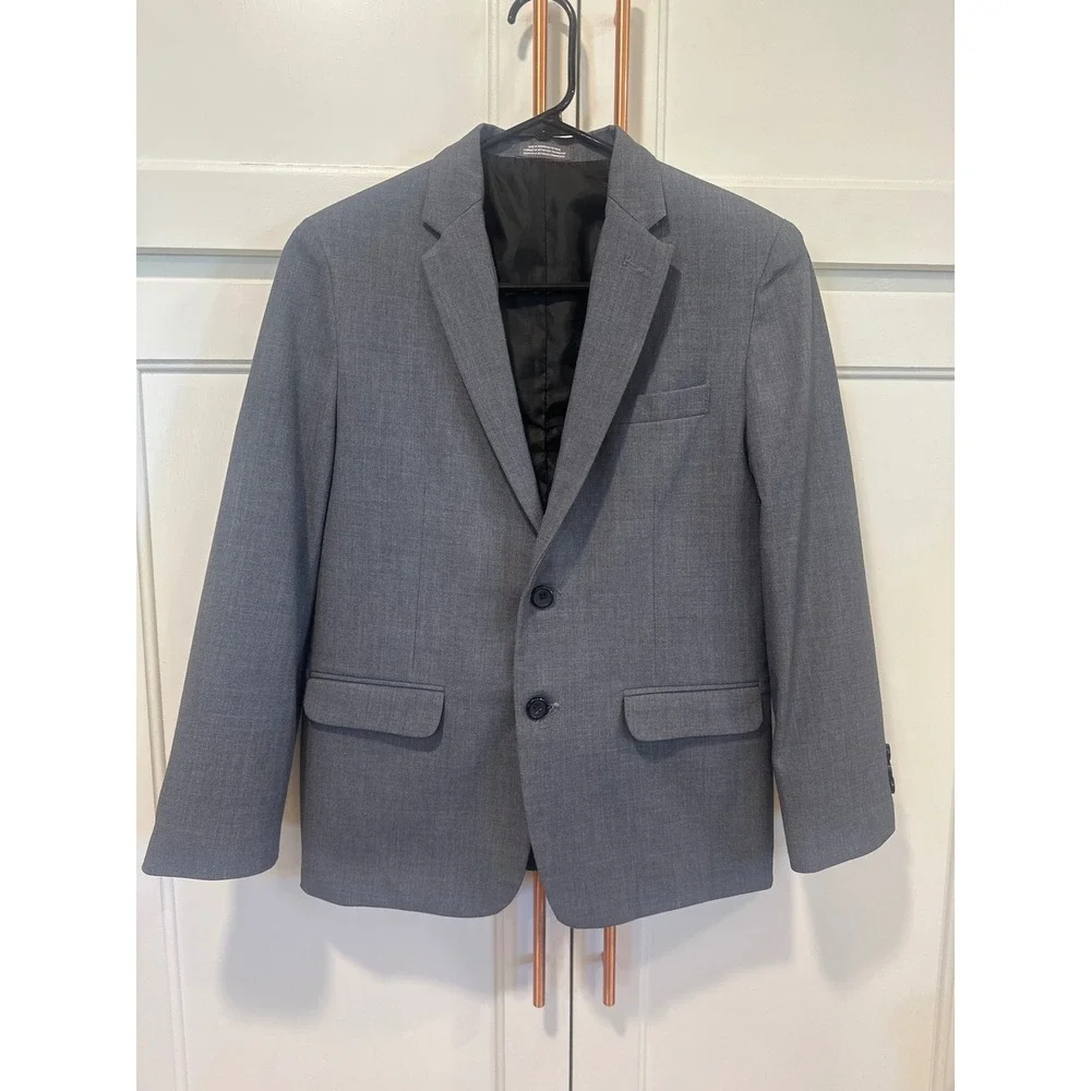 Van Heusen Flex Kids Boys Gray Blazer Suit Jacket Size 14 Husky Formal Wedding